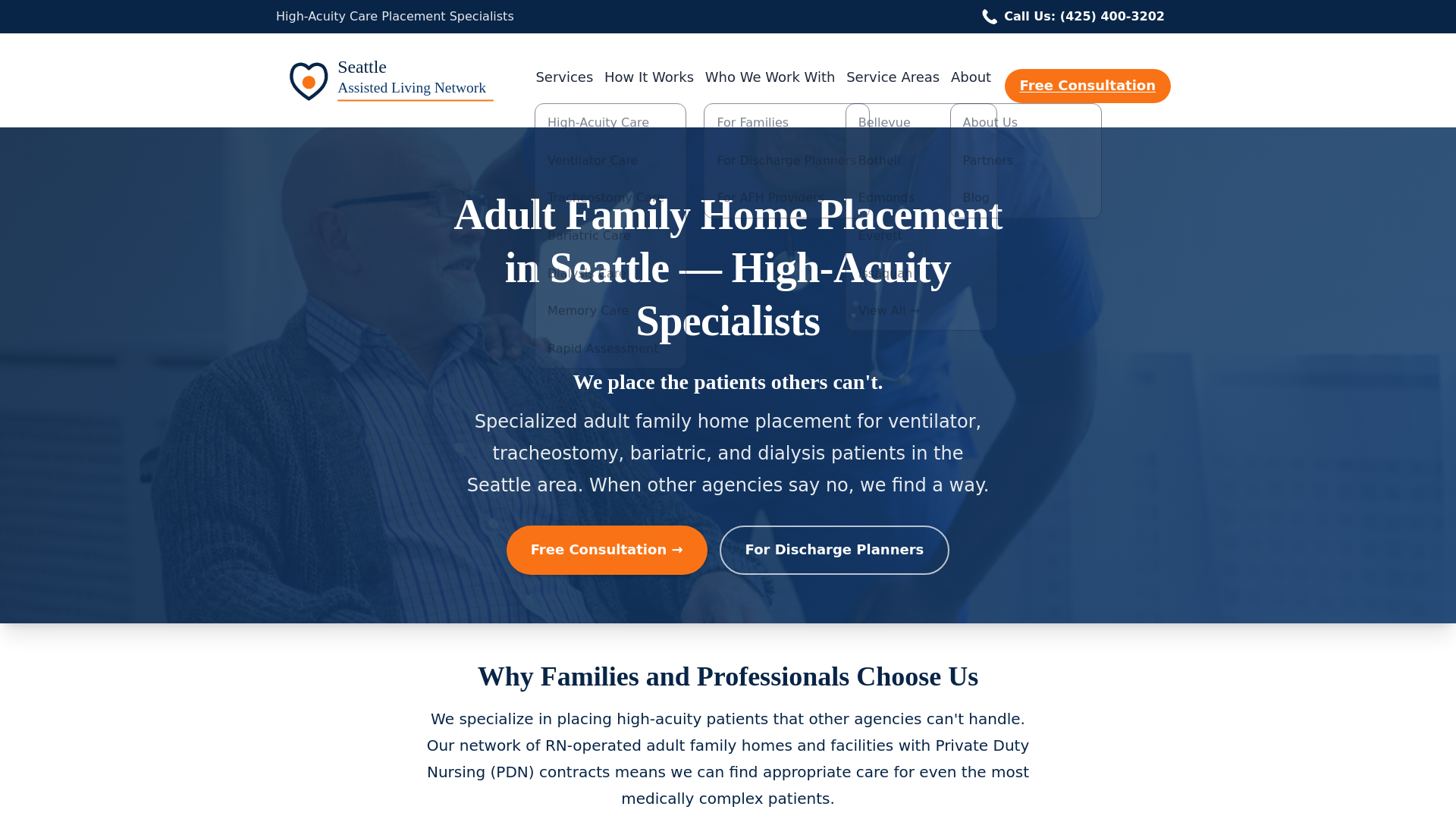 website screenshot of https://seattleassistedlivingfacilitynetwork.com