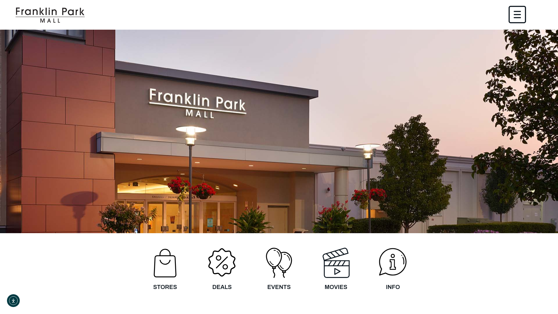 website screenshot of https://visitfranklinparkmall.com/