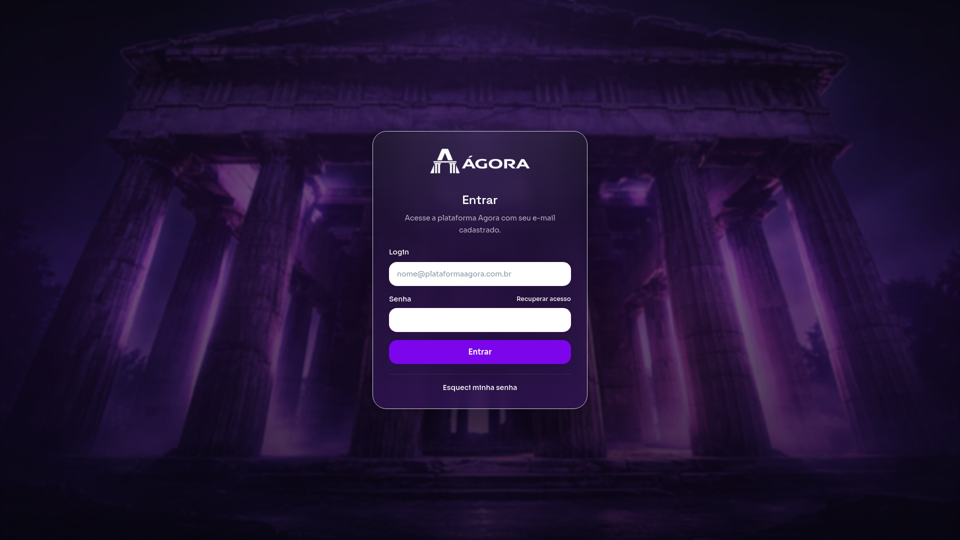 website screenshot of https://plataformaagora.com.br/