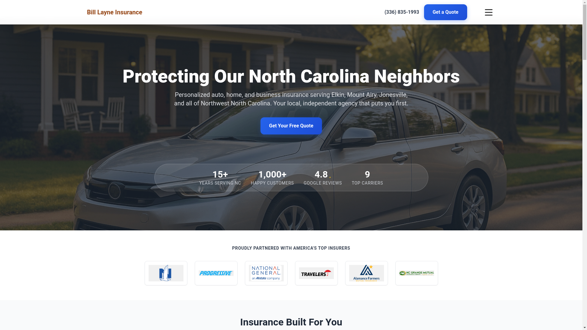 website screenshot of https://bill-layne-insurance-agency.pages.dev/