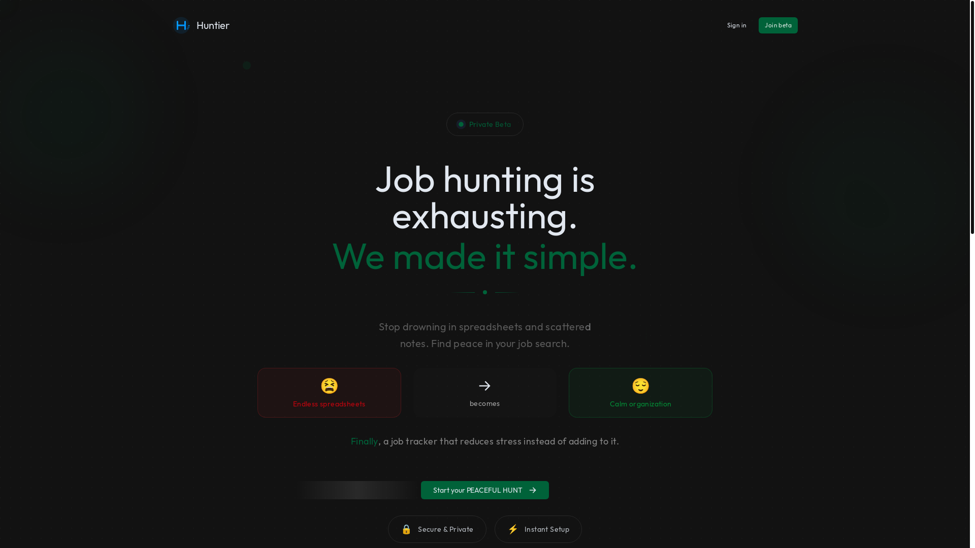 website screenshot of https://huntier.pro/
