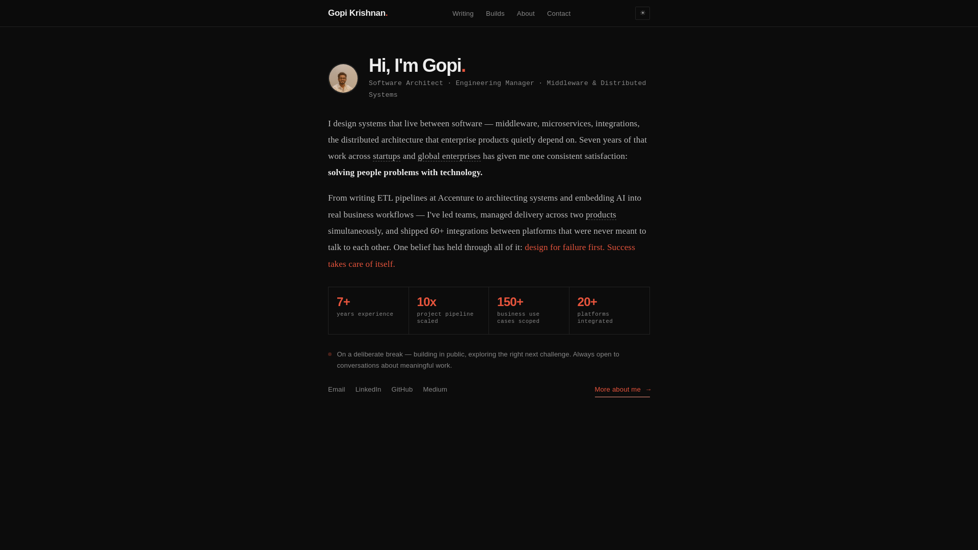 website screenshot of https://gopikrishnan.dev/