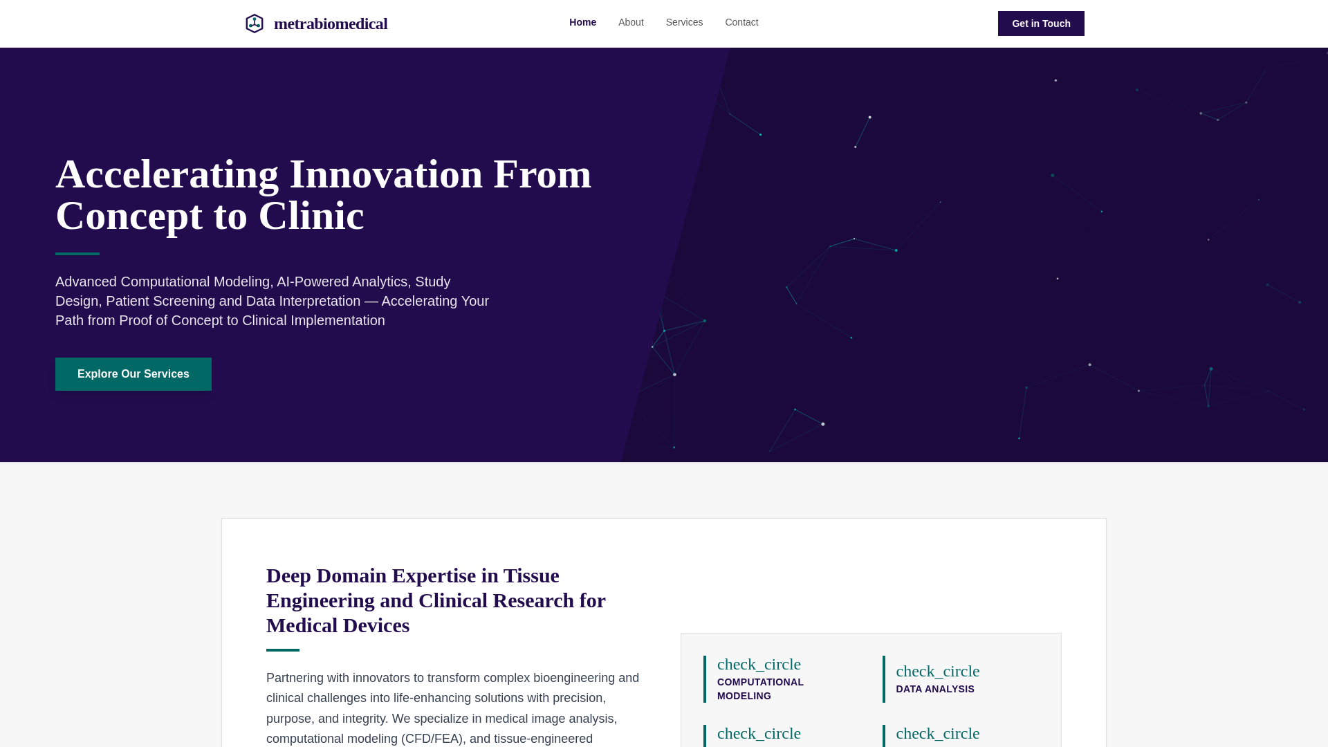 website screenshot of https://metrabiomedical.pages.dev/