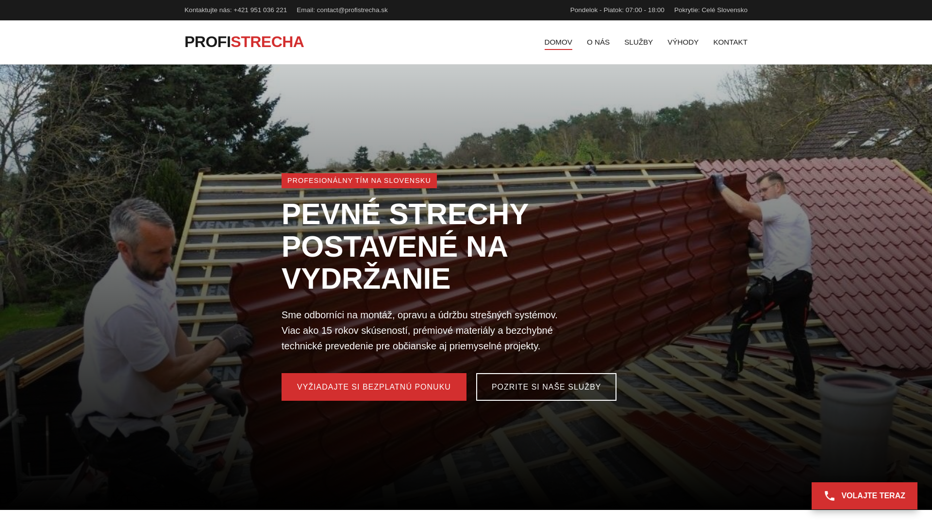 website screenshot of https://profistrechaslovacia.com/