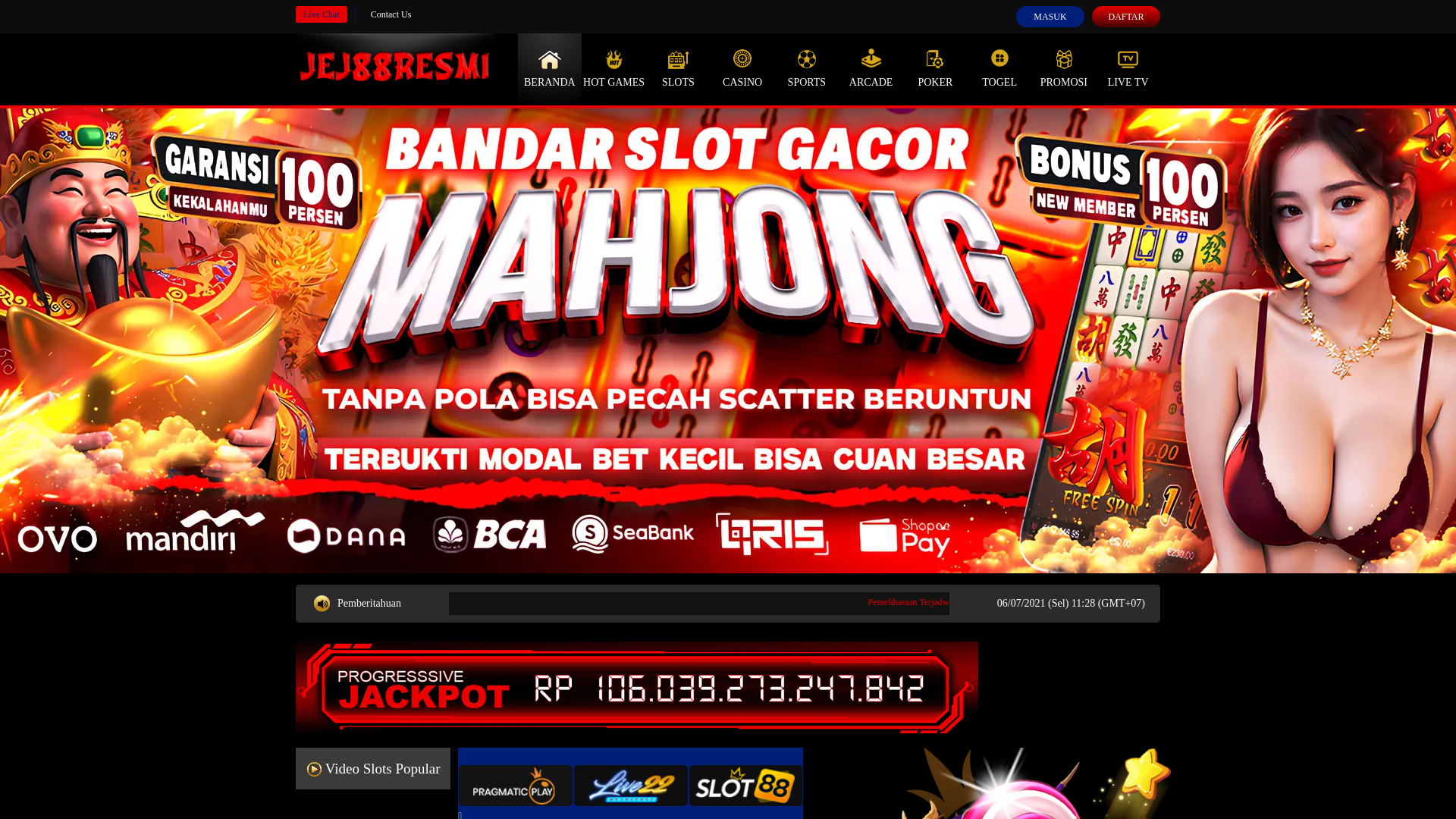 website screenshot of https://jej88resmi.com