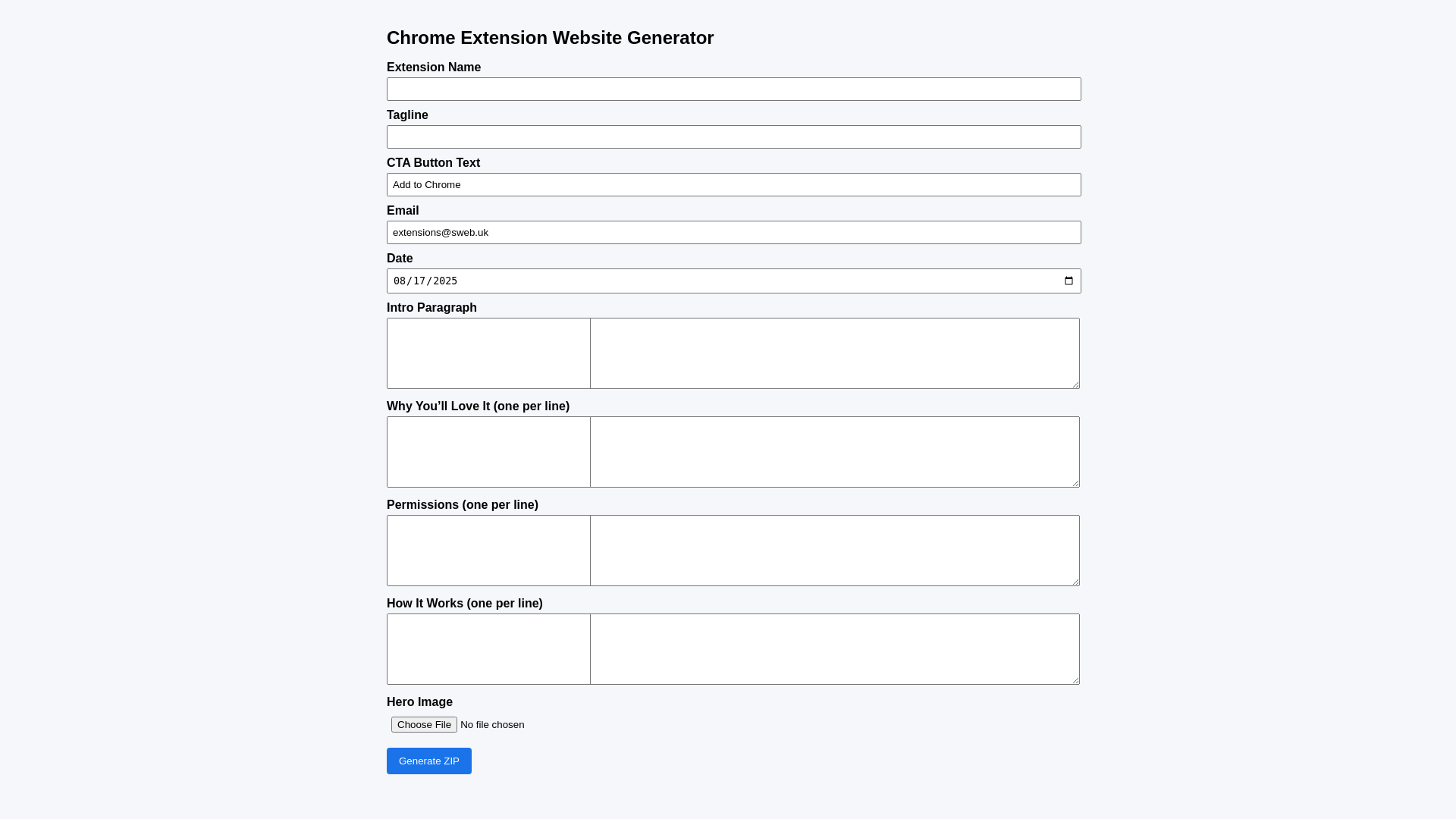 website screenshot of https://generate-extension-website.pages.dev/