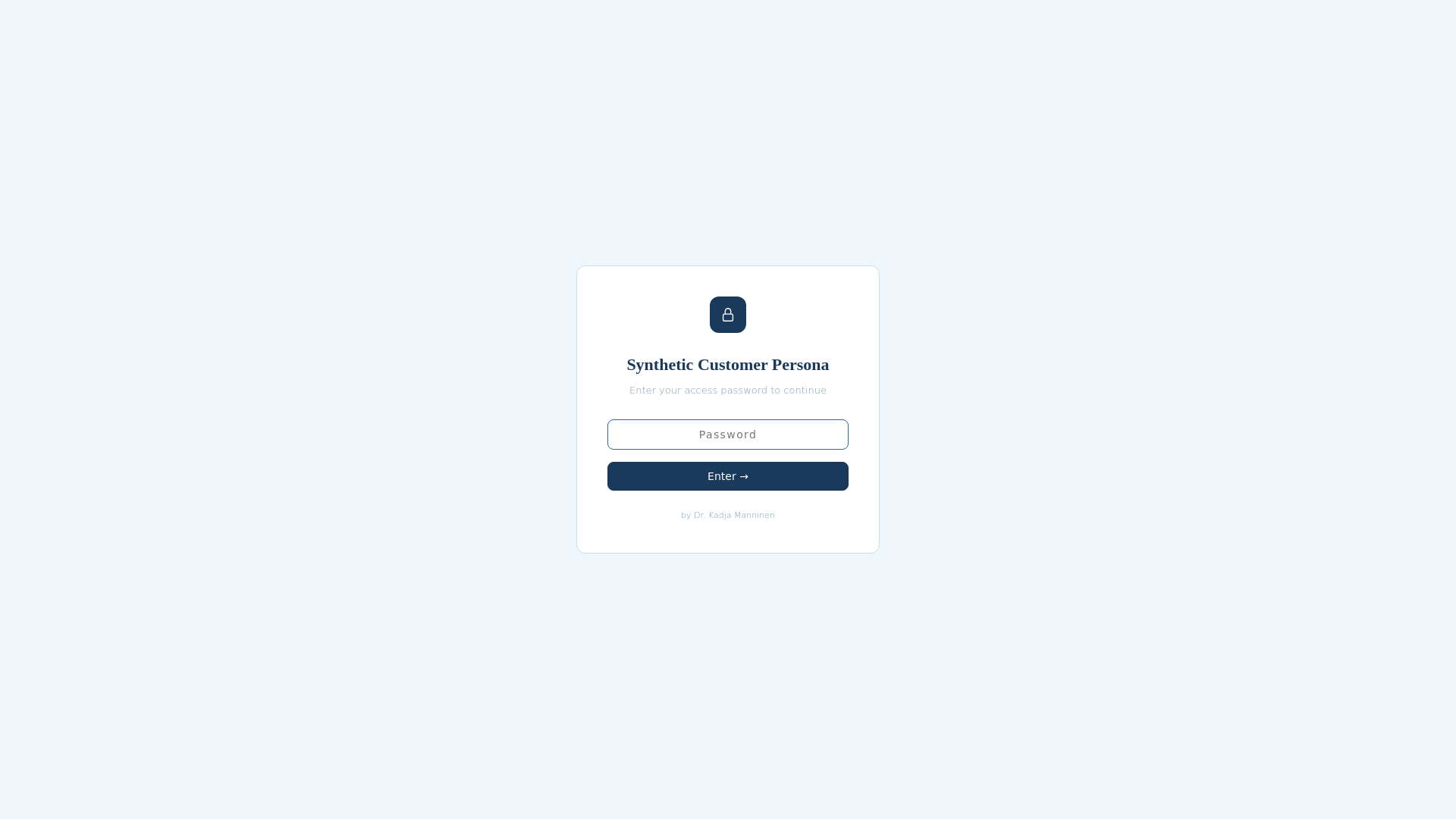 website screenshot of https://syntheticcustomer.online