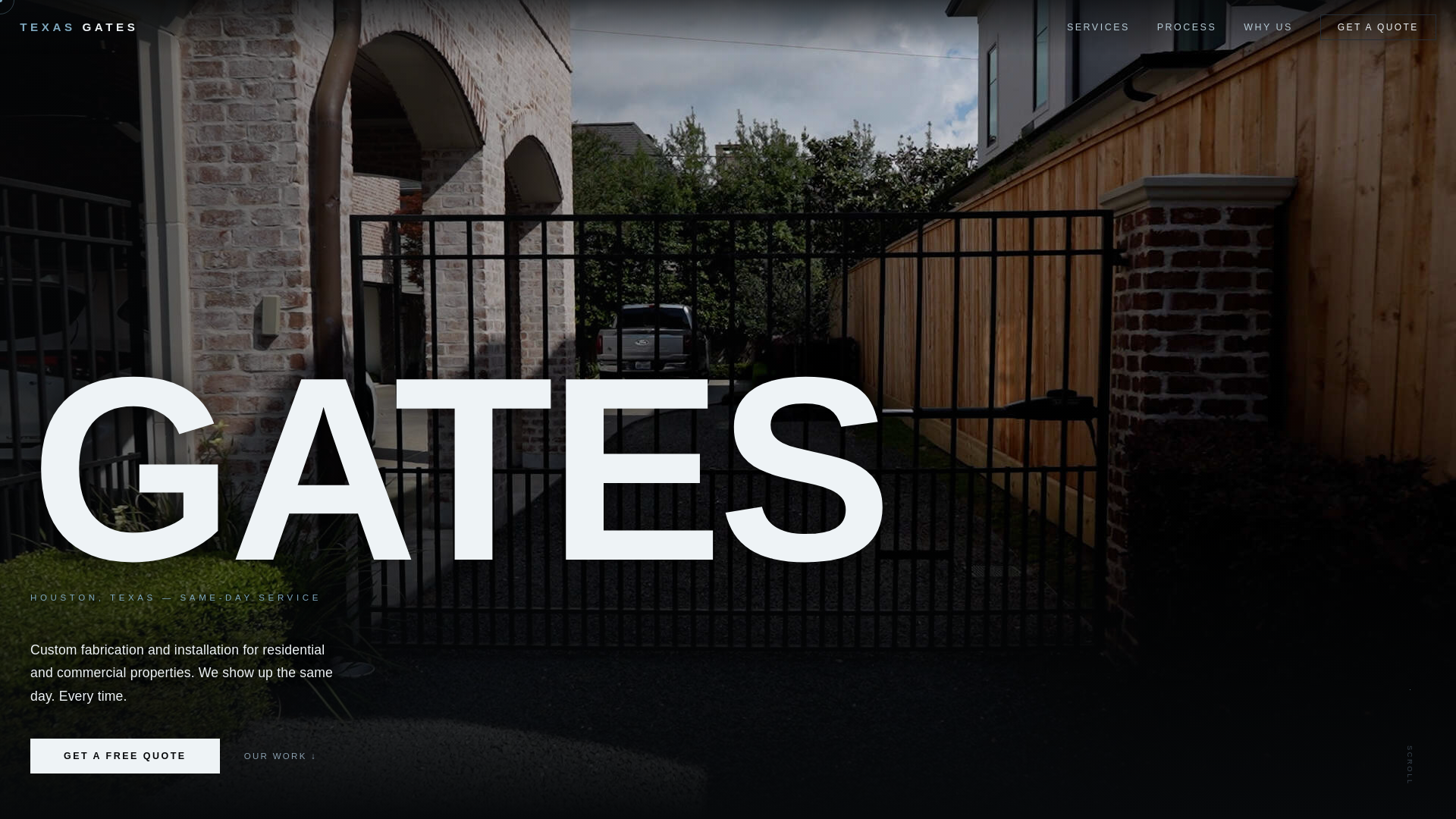 website screenshot of https://texasgates.net