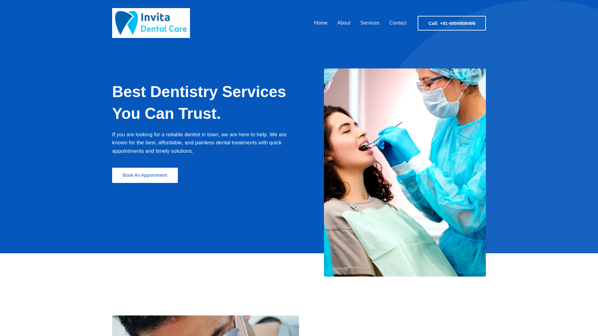 website screenshot of https://invitadentalcare.in