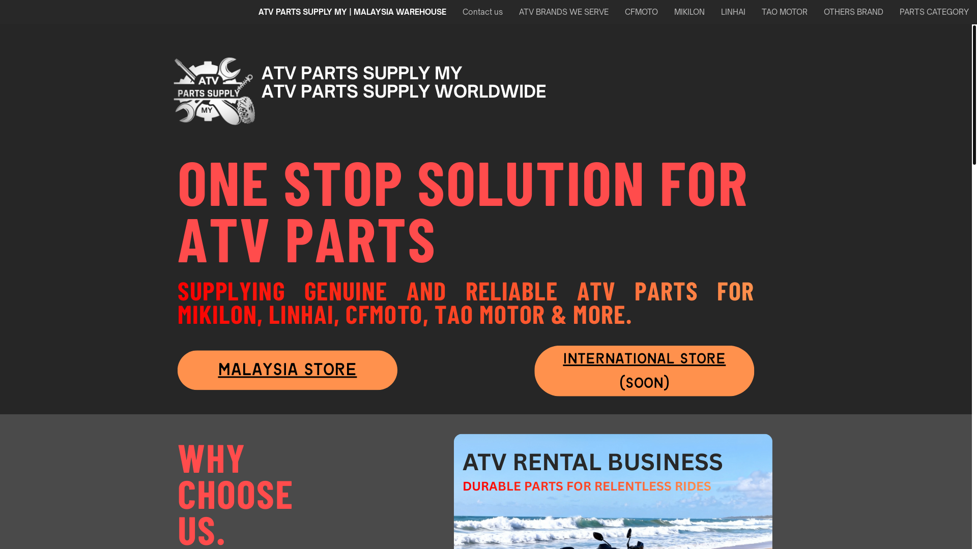 website screenshot of https://atvpartssupply.com/