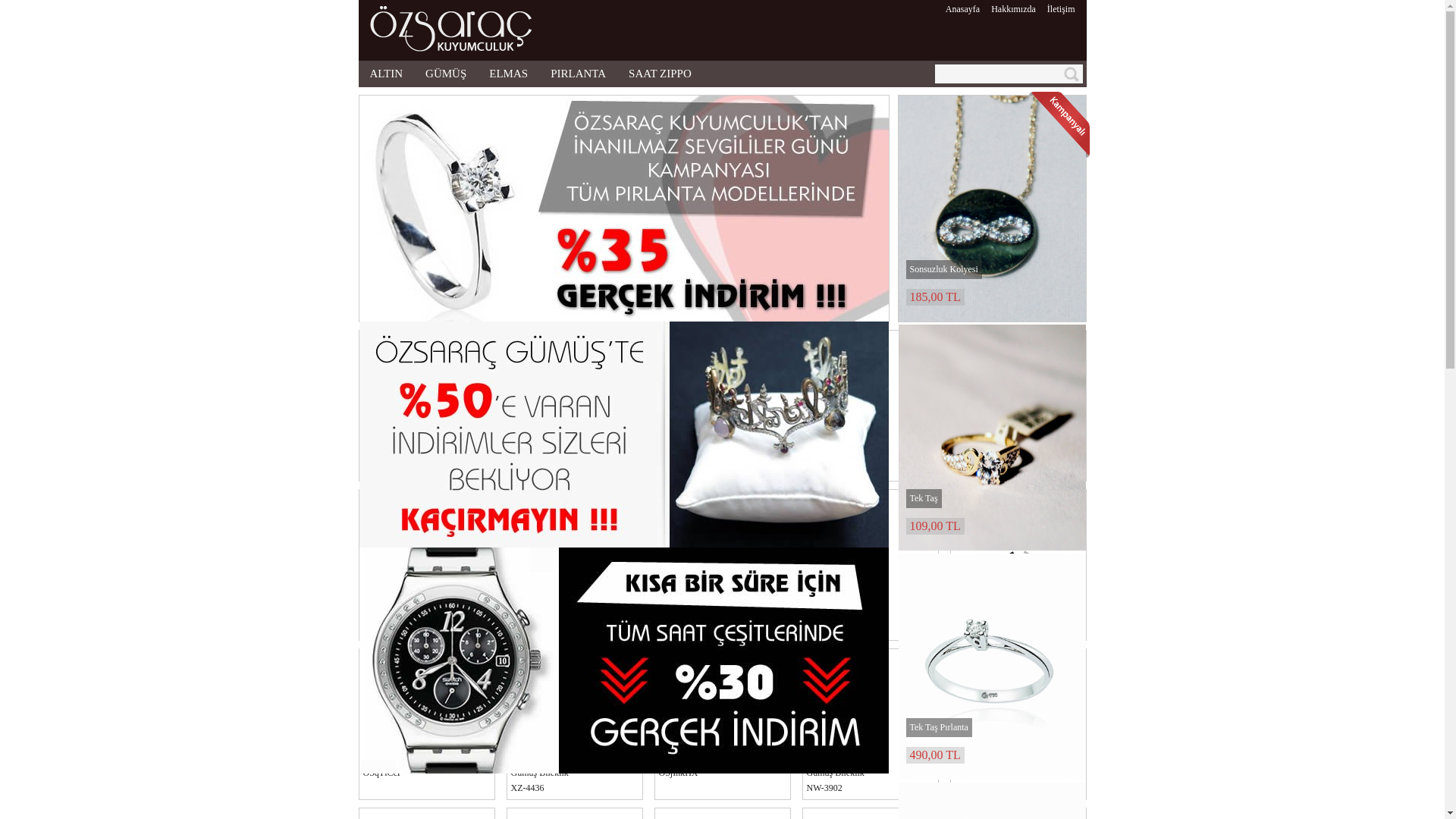 website screenshot of https://ozsarackuyumculuk.com/