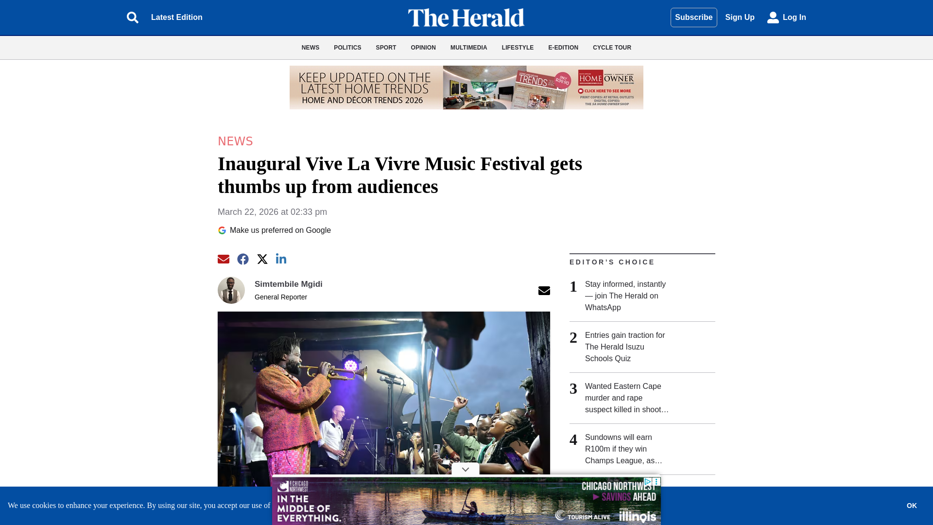 website screenshot of https://www.theherald.co.za/news/2026-03-22-inaugural-vive-la-vivre-music-festival-gets-thumbs-up-from-audiences/