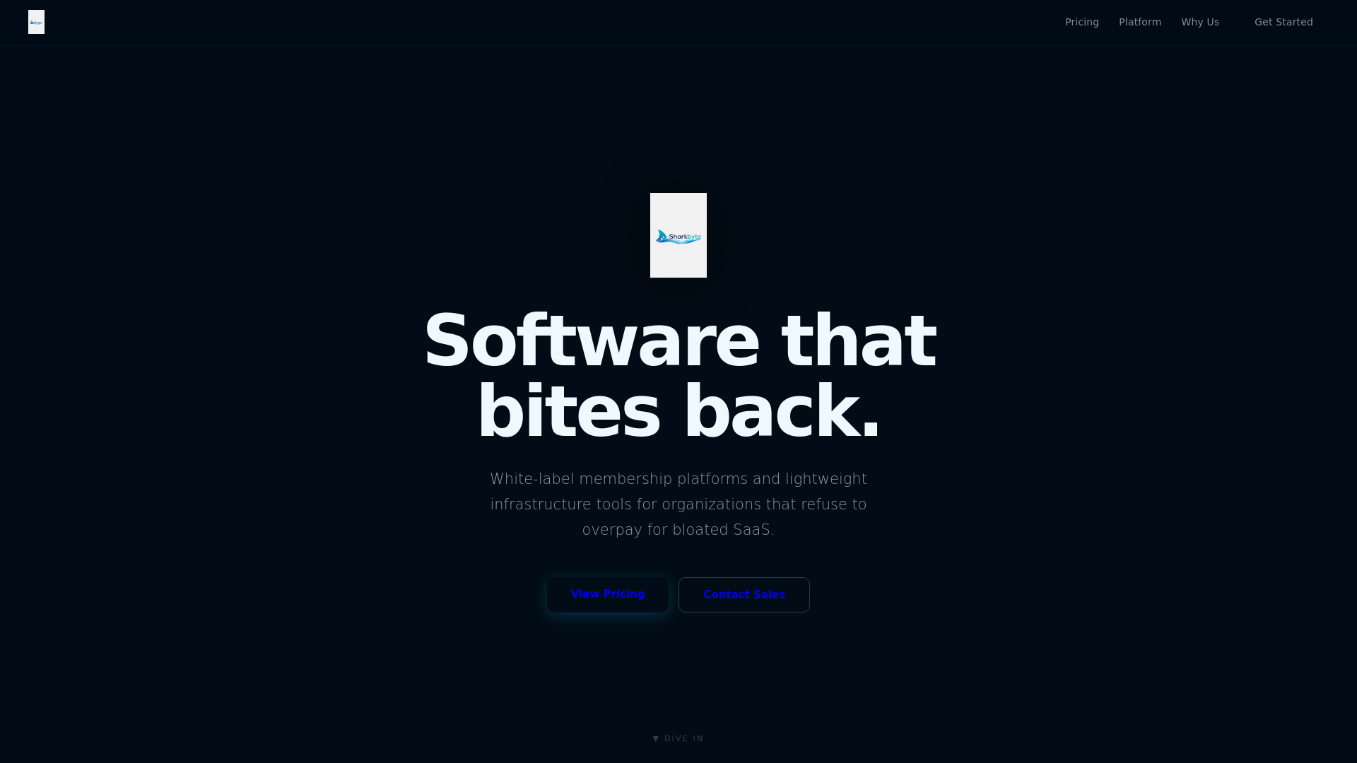 website screenshot of https://sharkbytesoft.com/