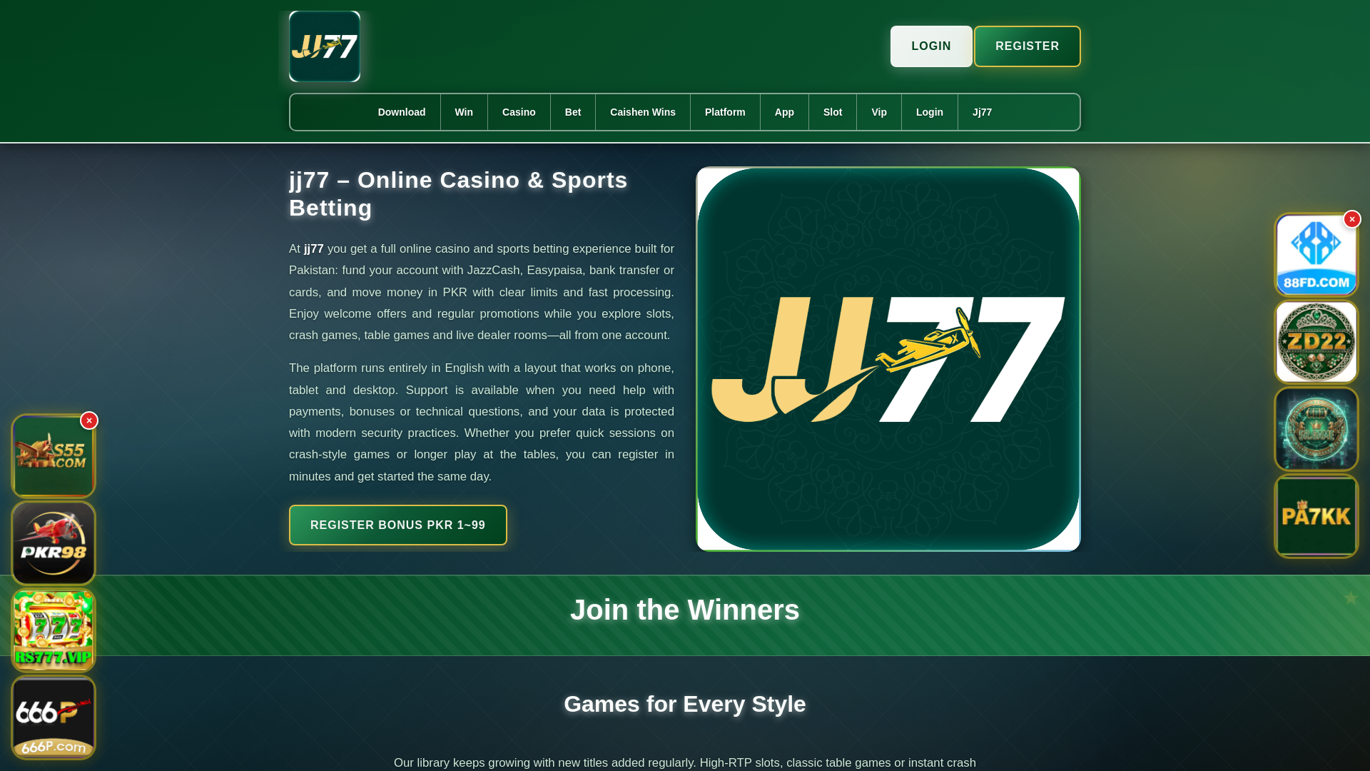 website screenshot of https://jj77salam.com/