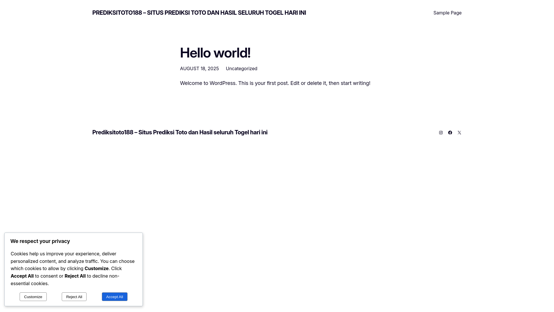 website screenshot of https://prediksitoto188aja.pics/