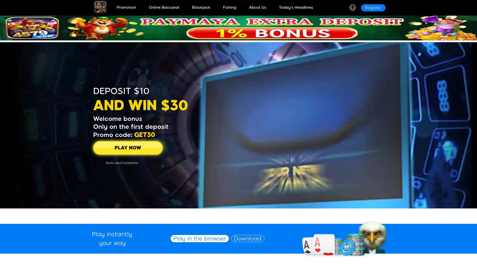 website screenshot of https://loginokplay.com