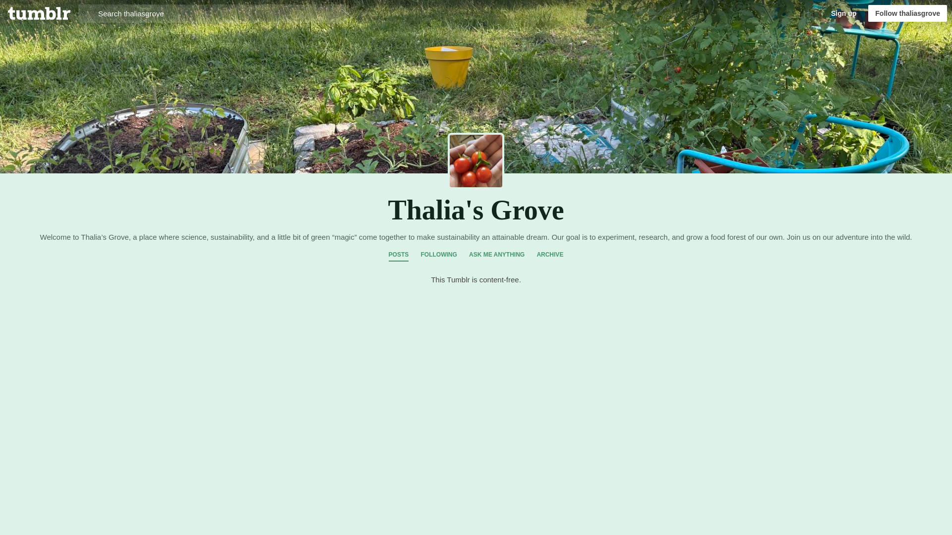 website screenshot of https://thaliasgrove.blog/