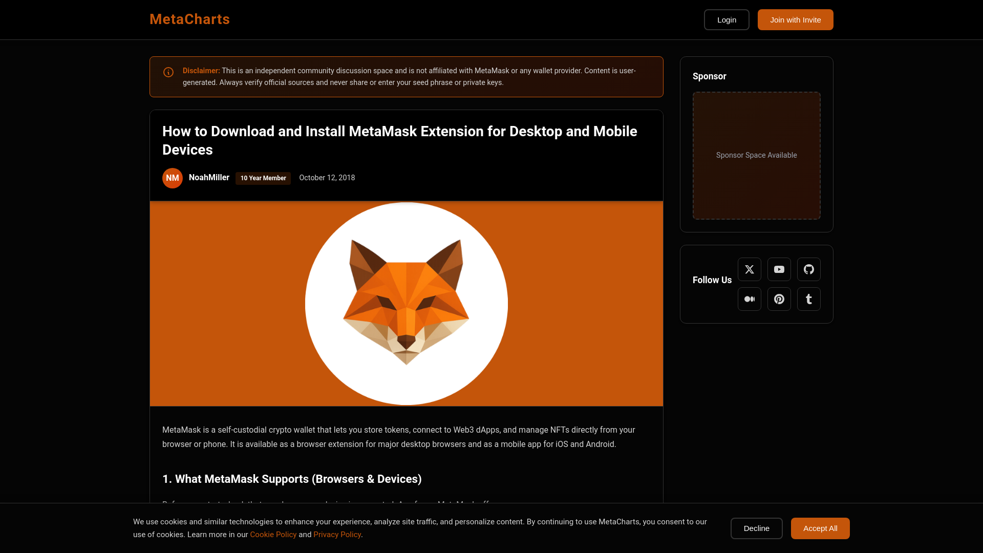 website screenshot of https://metacharts.github.io