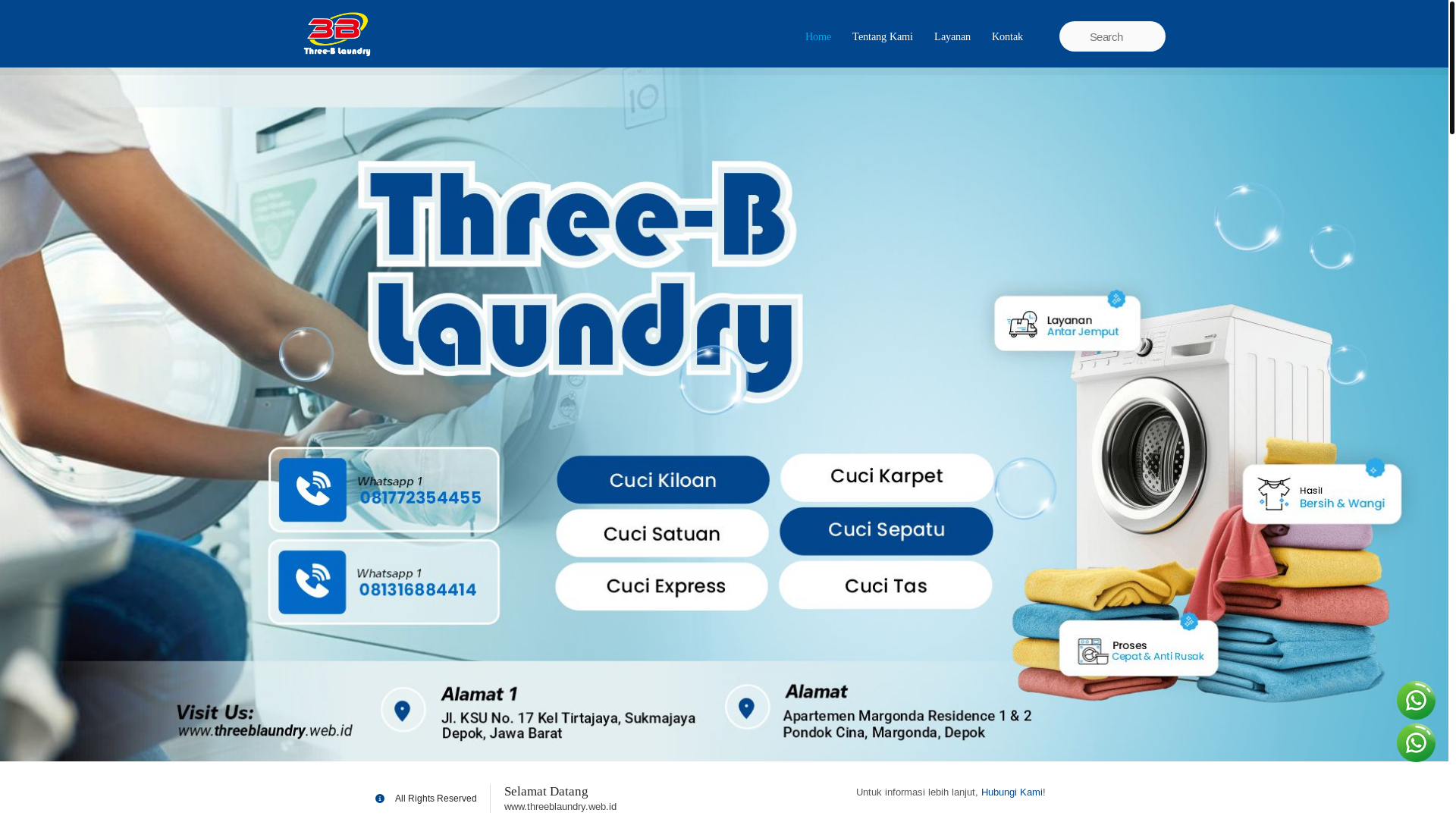 website screenshot of https://threeblaundry.web.id/
