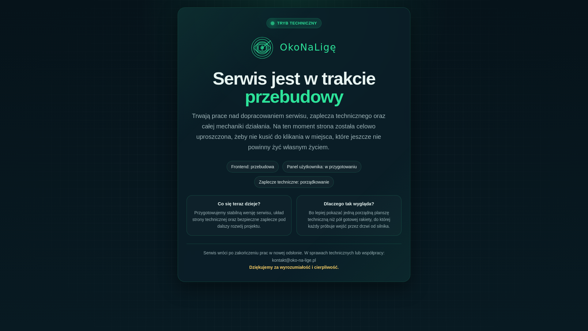 website screenshot of https://oko-na-lige.pl/