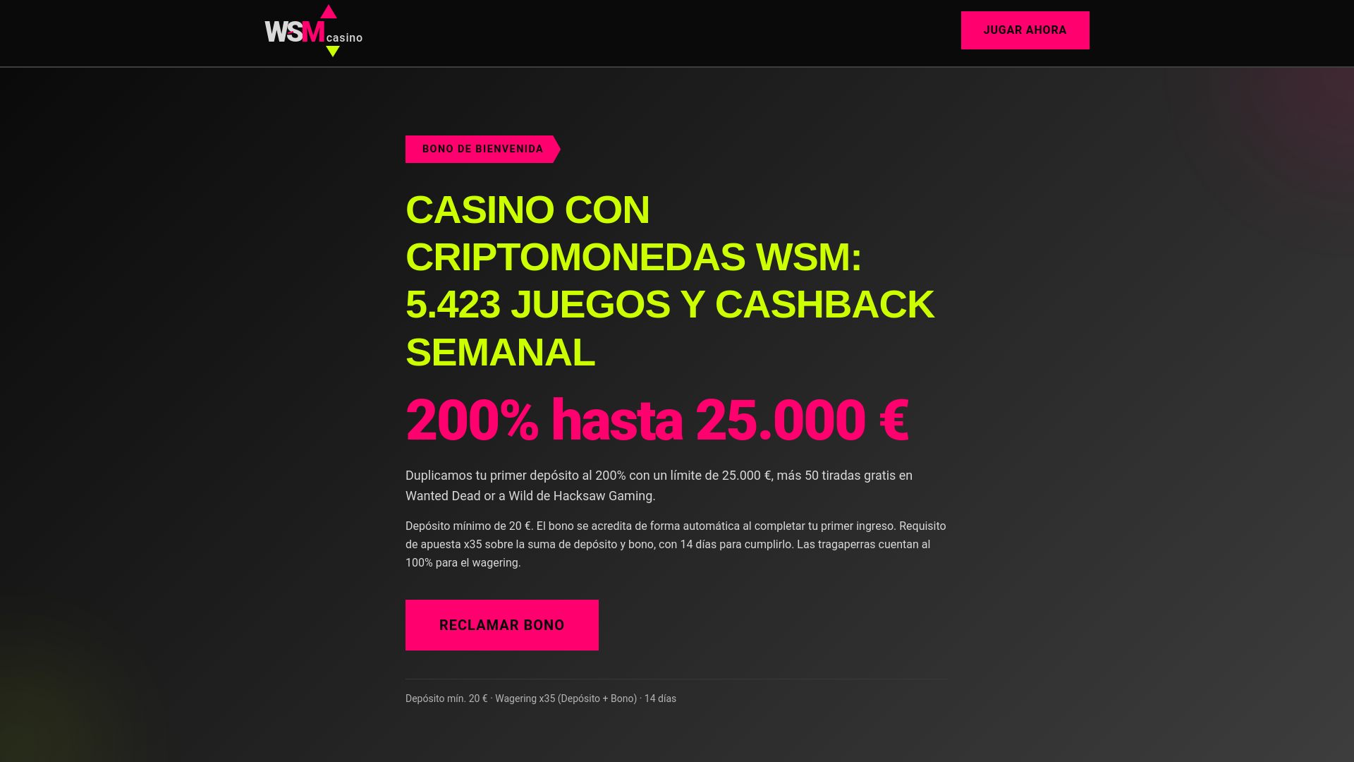 website screenshot of https://wsm-casino.com.es/
