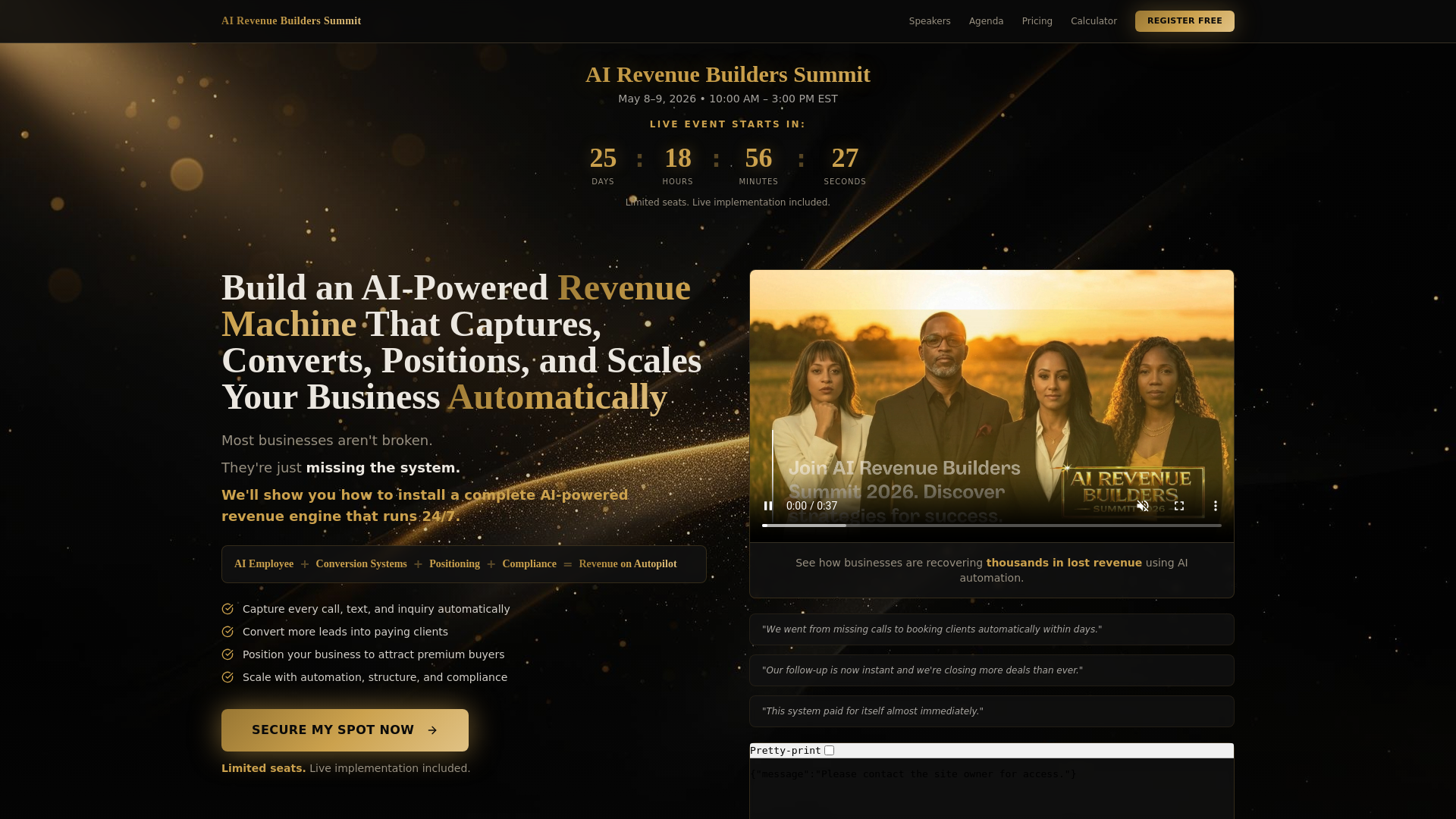 website screenshot of https://ai-revenue-summit.com/