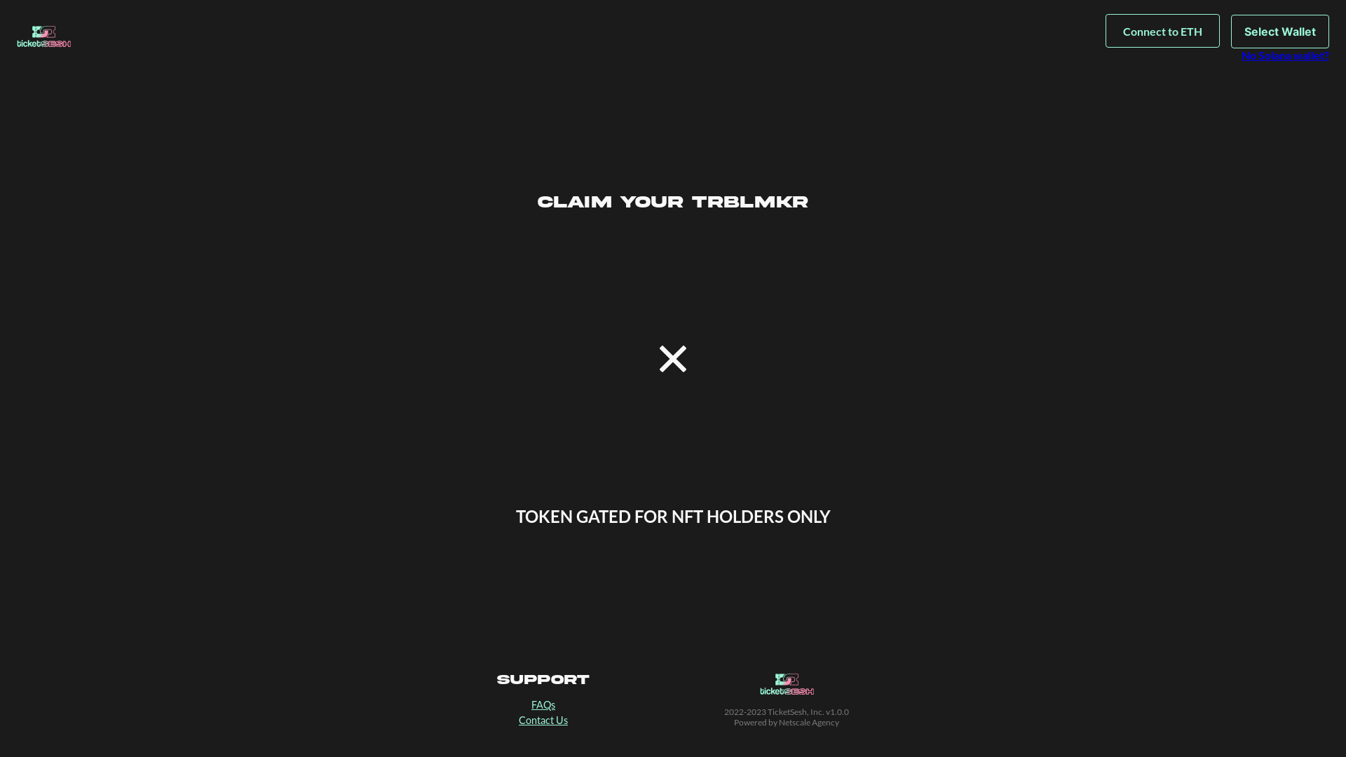 website screenshot of https://claim.ticketsesh.com/
