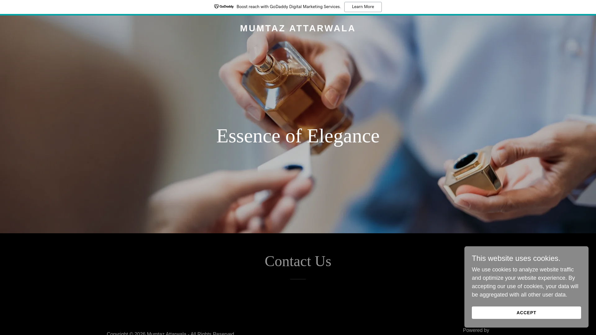 website screenshot of https://mumtazattarwala.com/