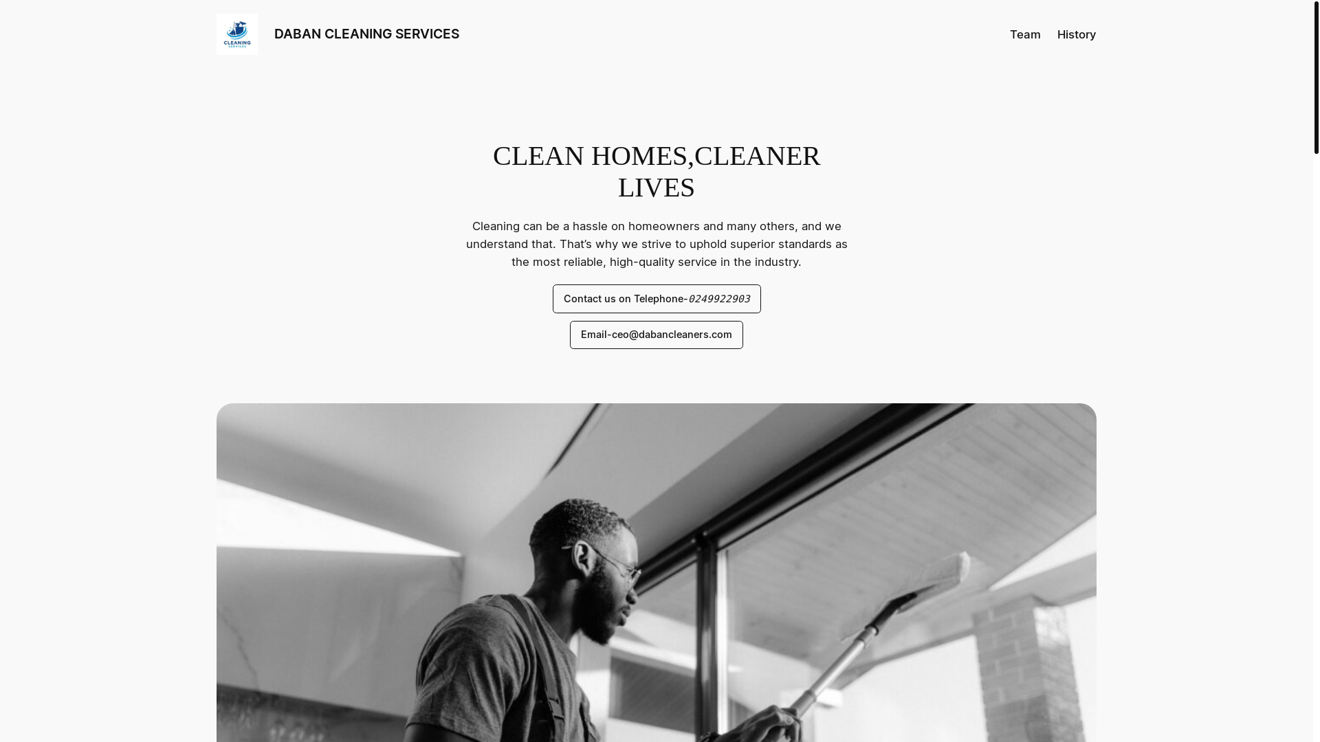 website screenshot of https://dabancleaners.com/