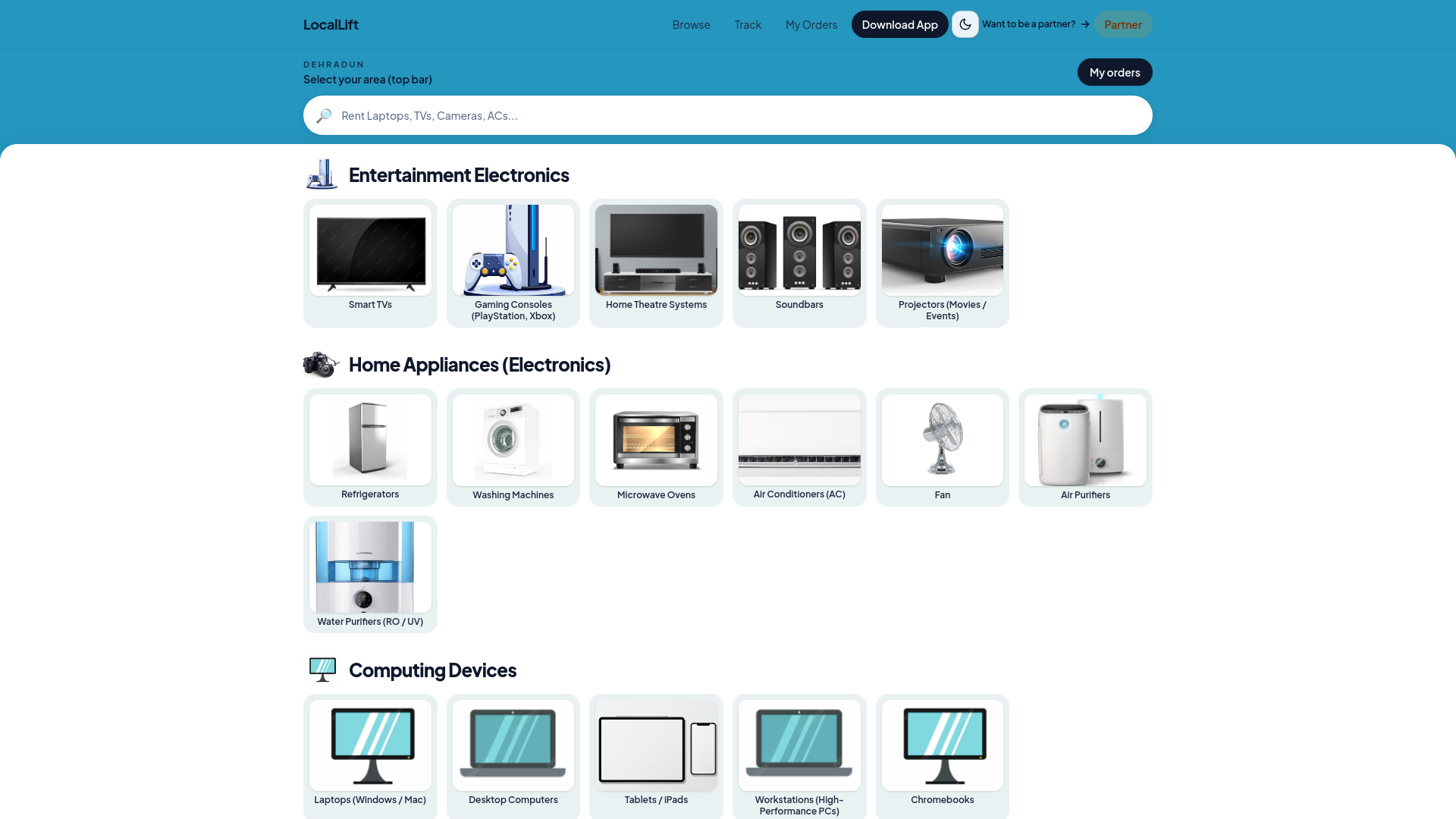 website screenshot of https://locallift.store/