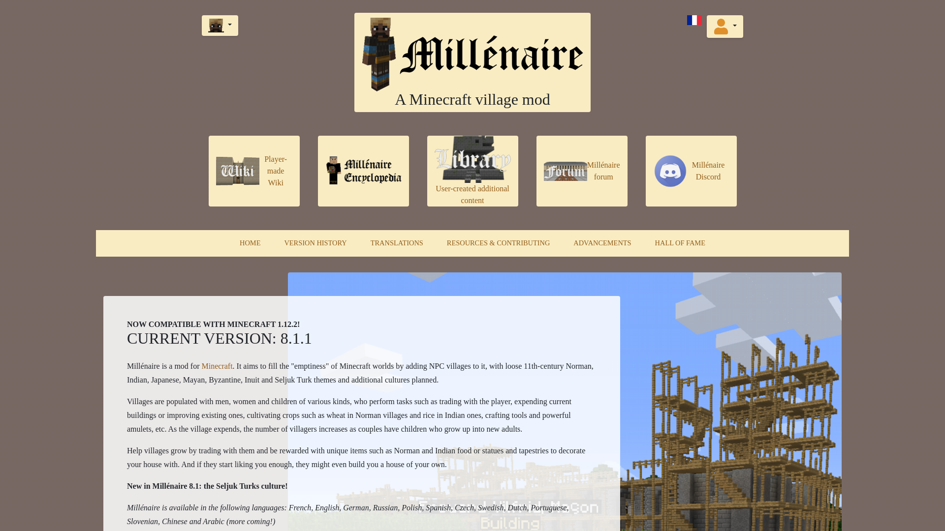 website screenshot of https://www.millenaire.org/