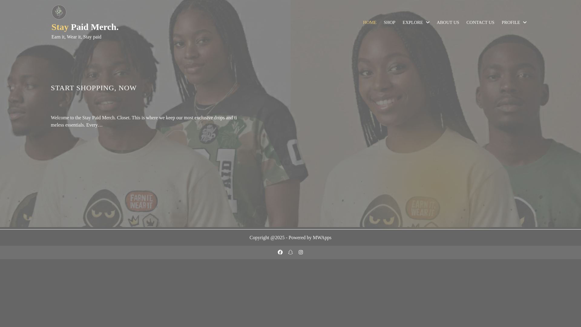 website screenshot of https://staypaidmerch.com