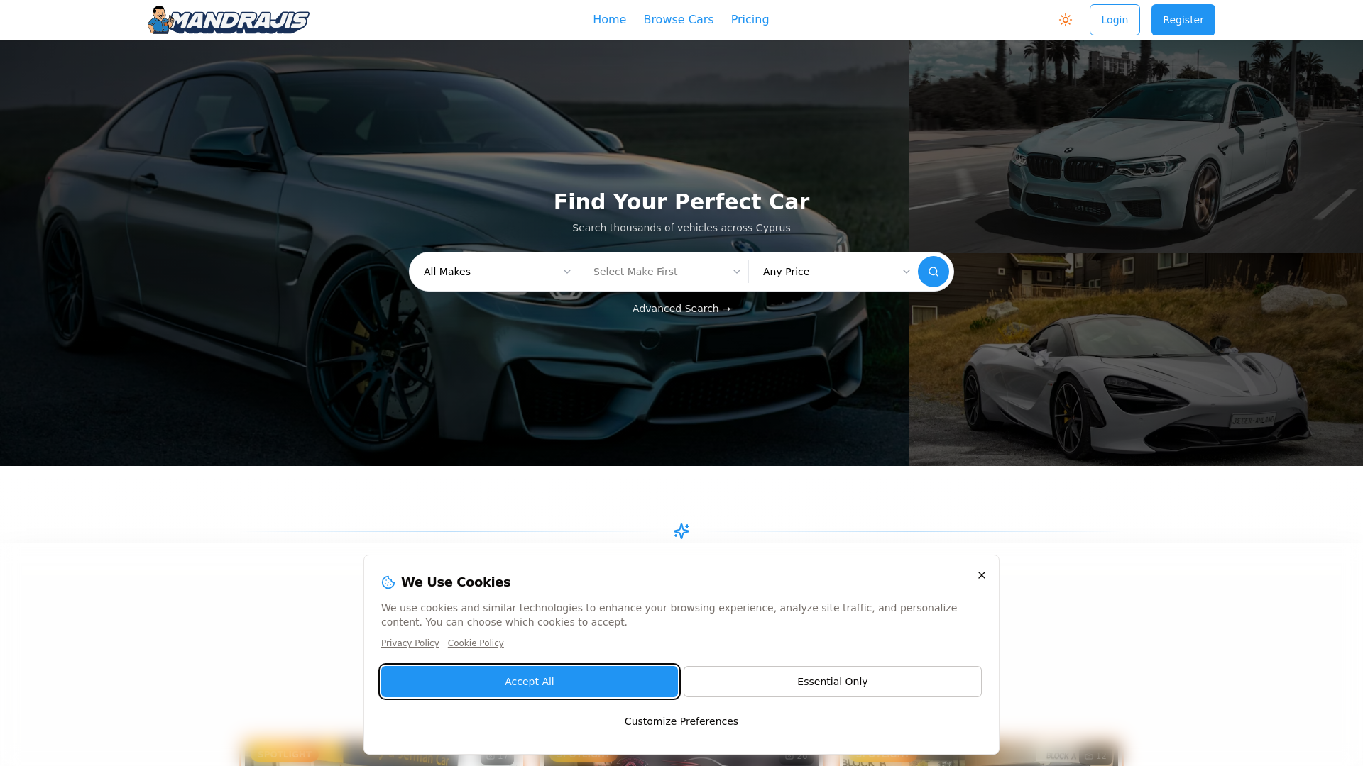 website screenshot of https://mandratzis.com/