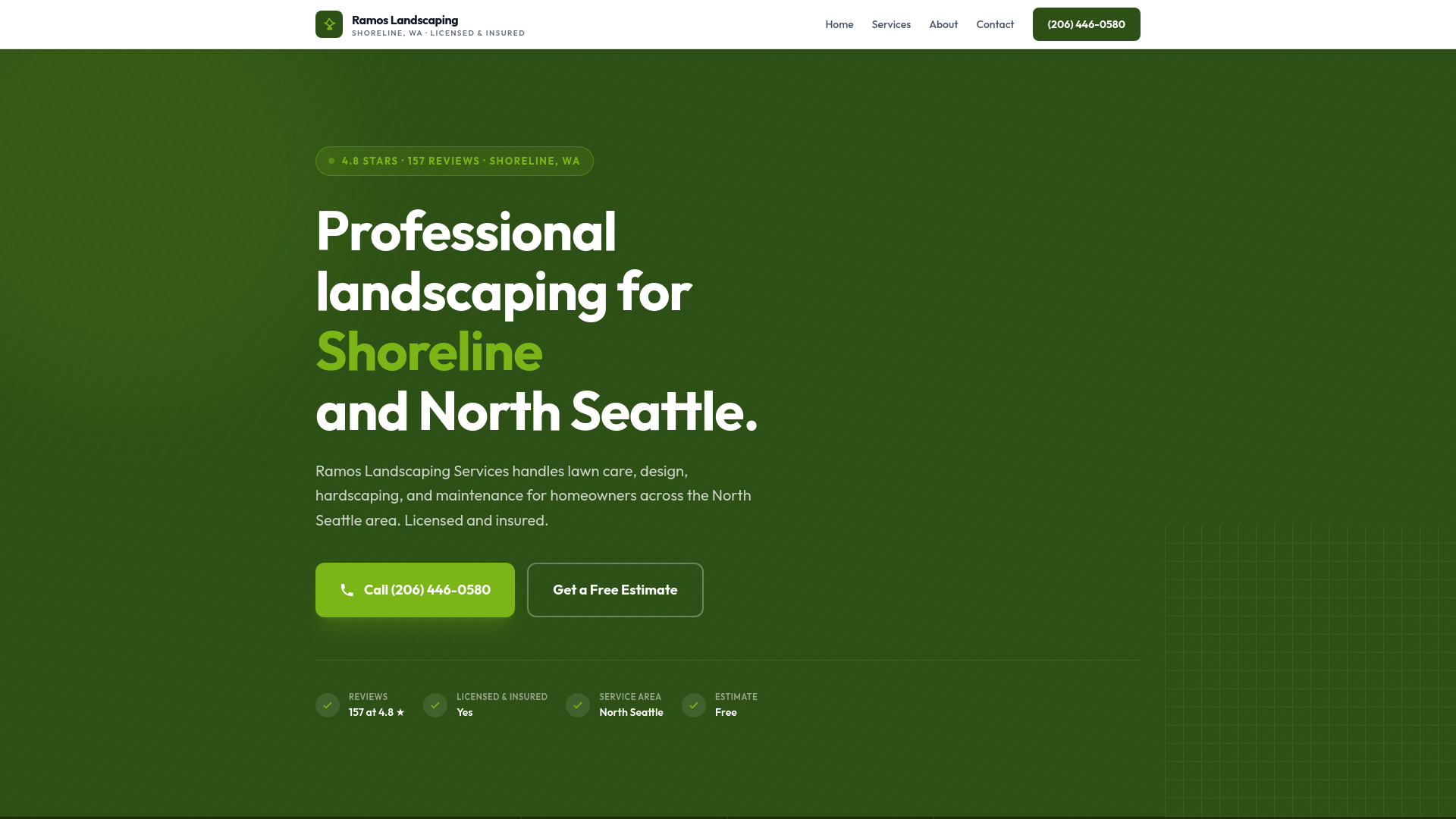 website screenshot of https://ramos-landscaping-preview.pages.dev/
