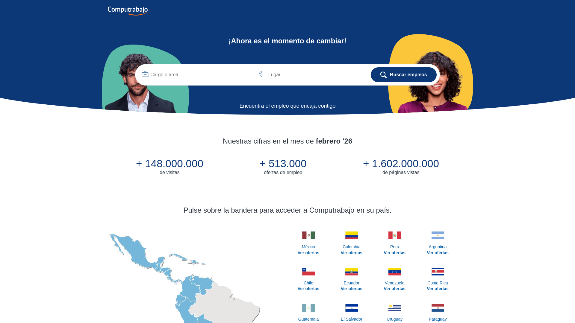 website screenshot of https://secure.computrabajo.com