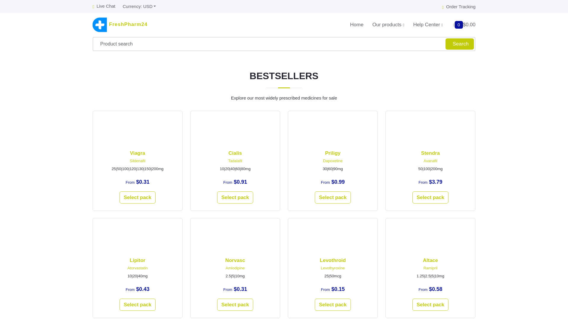 website screenshot of https://freshpharm24.com/