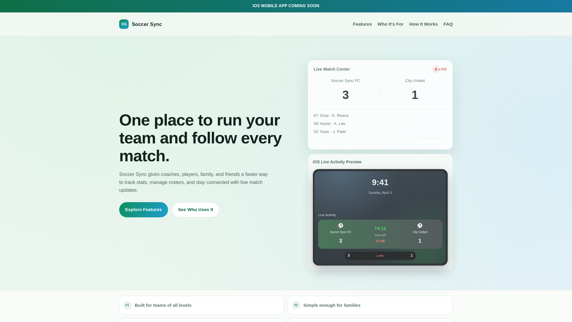 website screenshot of https://soccer-sync.com/