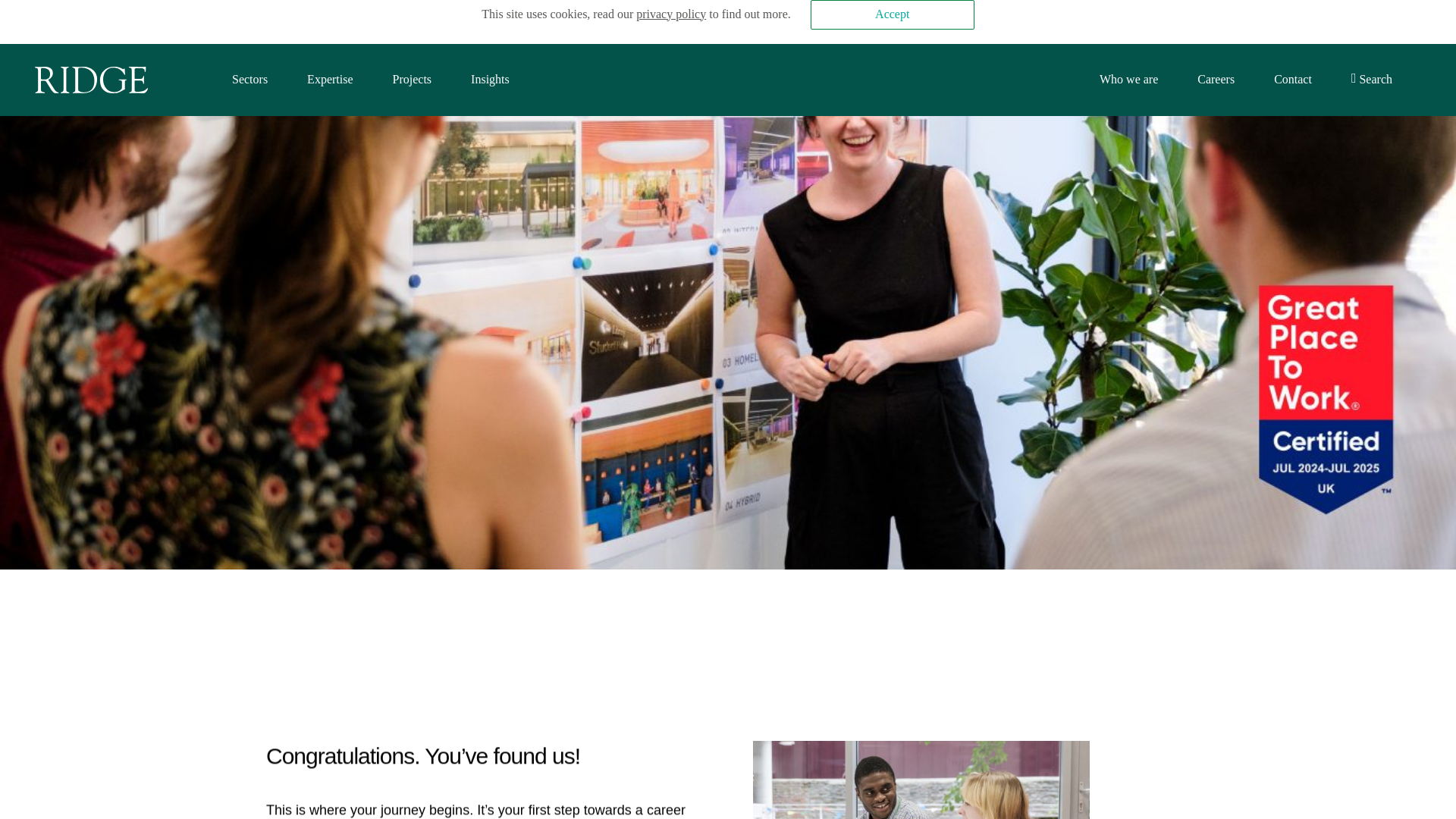 website screenshot of http://www.ridgecareers.com/