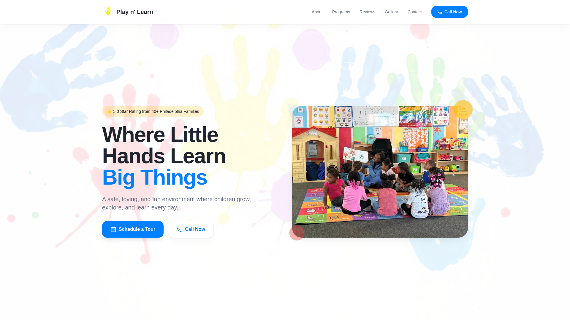 website screenshot of https://playnlearnccc.org/