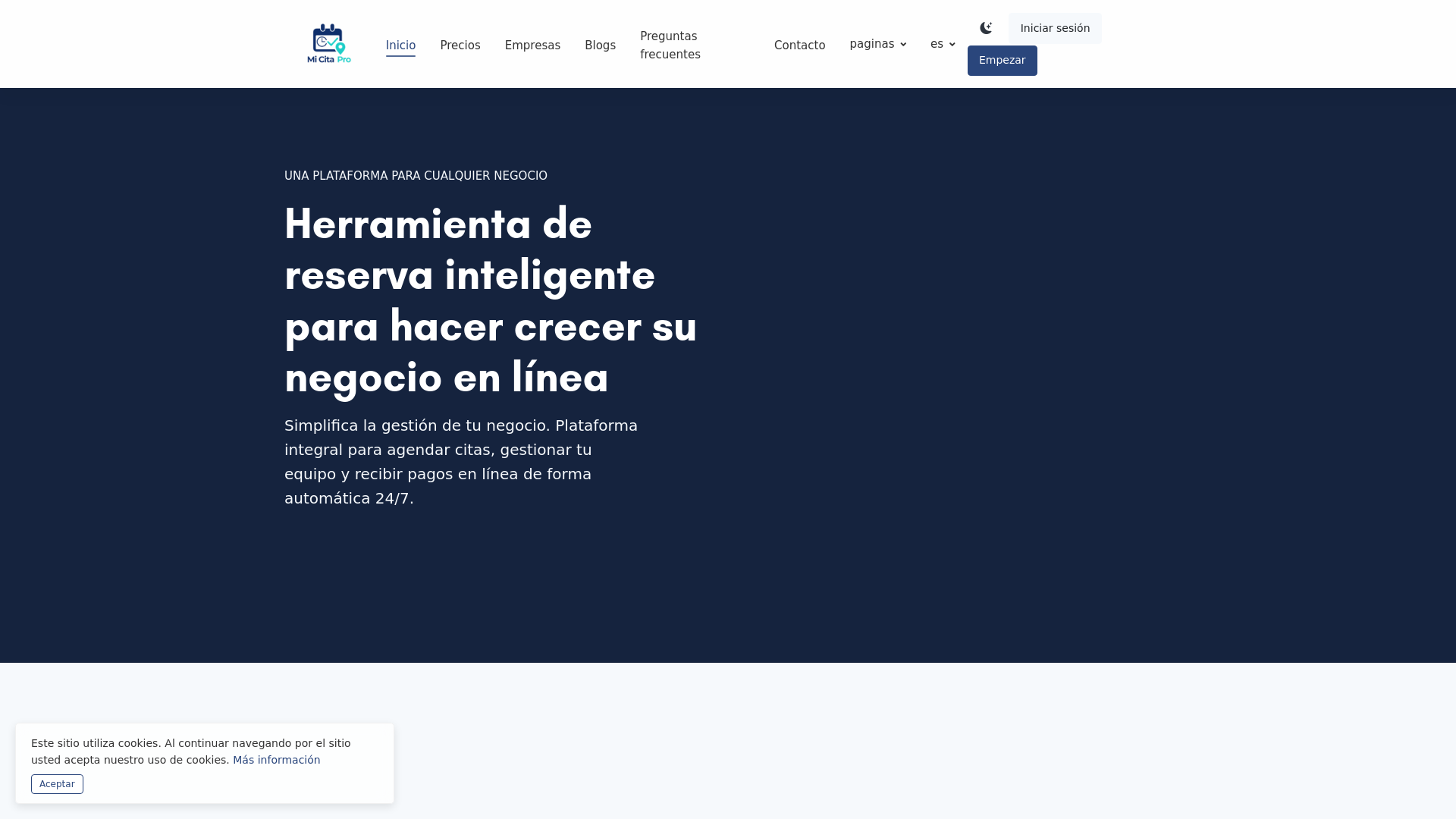 website screenshot of https://micitapro.com/