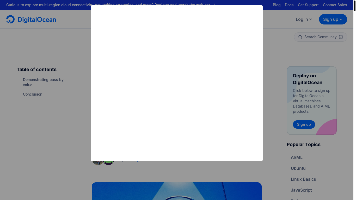 website screenshot of https://www.digitalocean.com/community/tutorials/java-is-pass-by-value-and-not-pass-by-reference