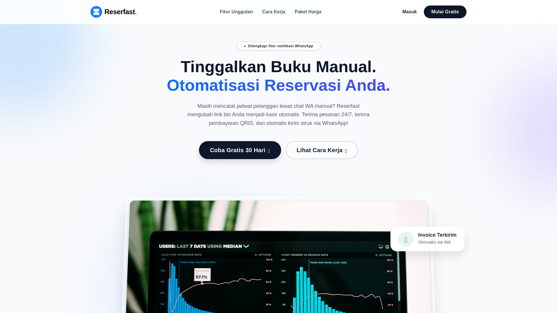 website screenshot of https://reserfast.id/