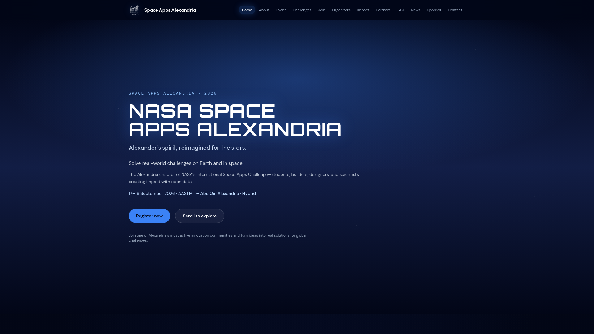 website screenshot of https://nasaalex.space/