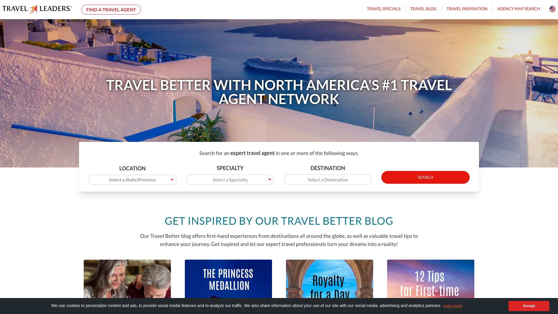 website screenshot of https://www.travelleaders.com
