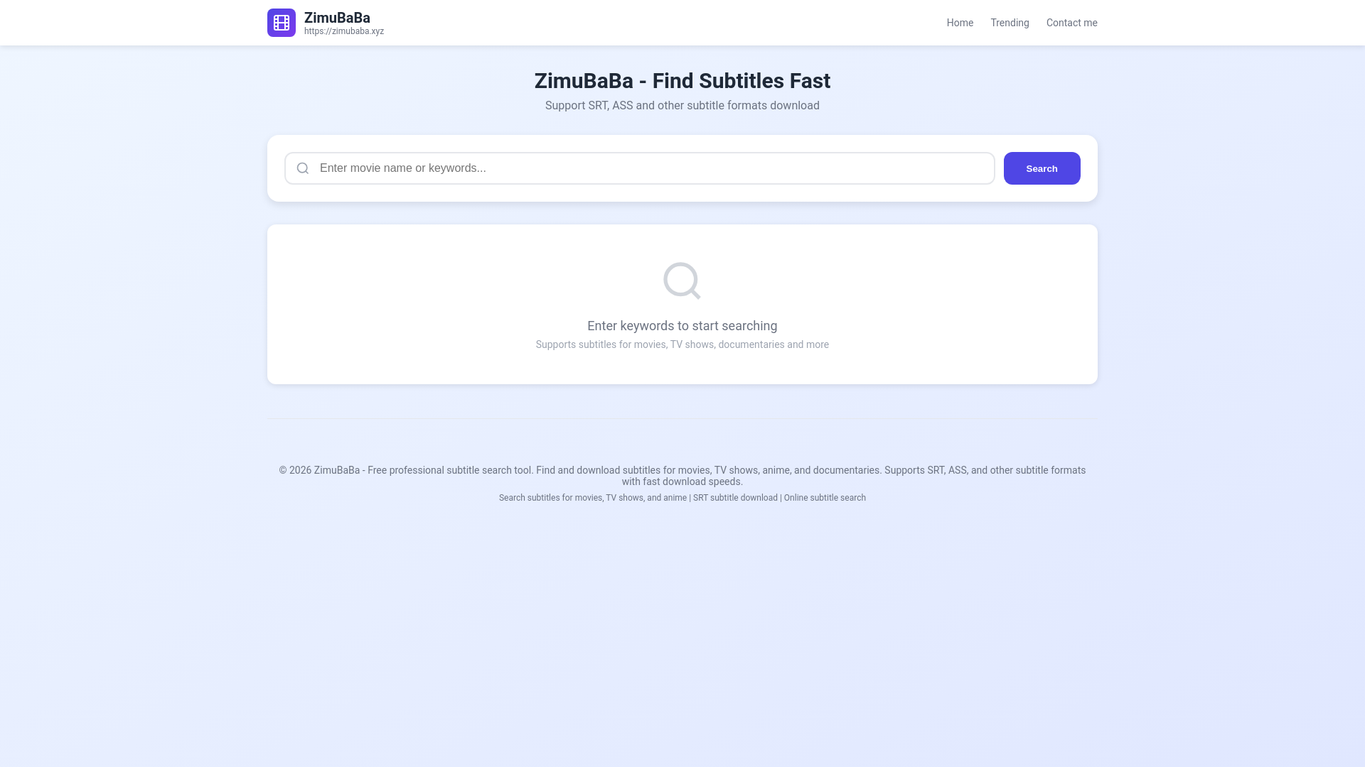 website screenshot of https://zimubaba.xyz