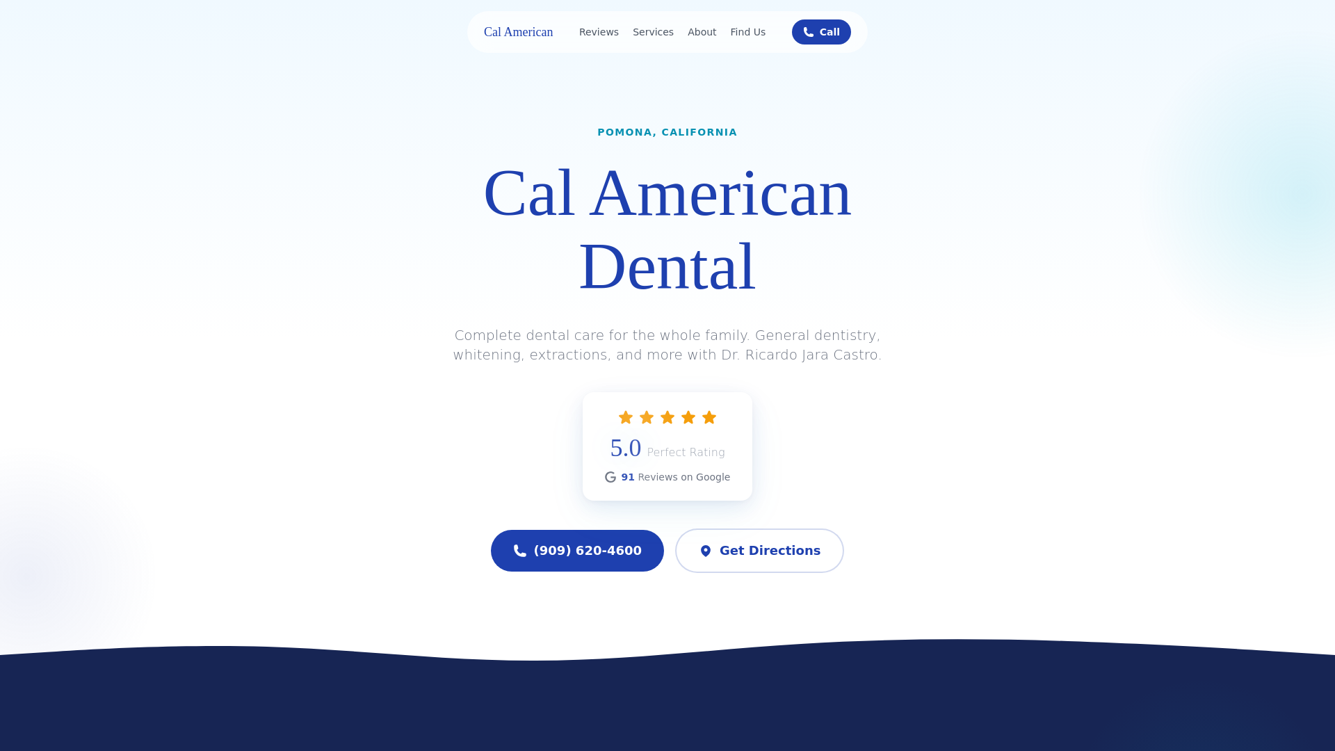 website screenshot of https://cal-american-dental.pages.dev/