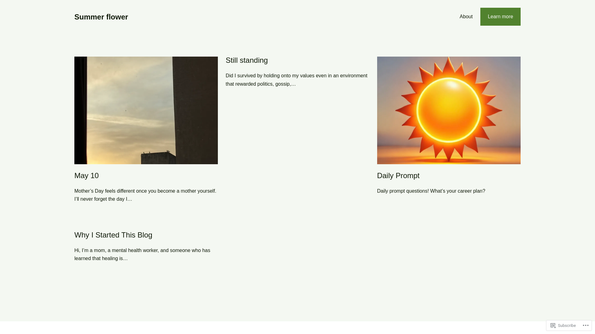 website screenshot of https://summerflower.blog/