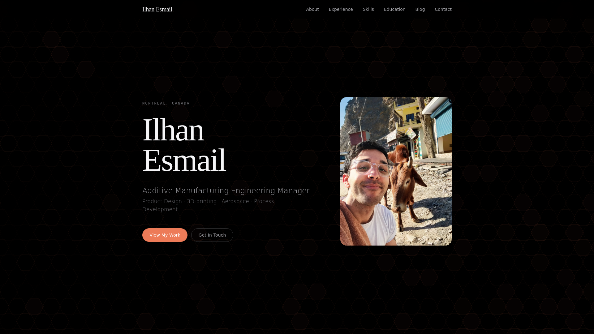 website screenshot of https://ilhanesmail.com