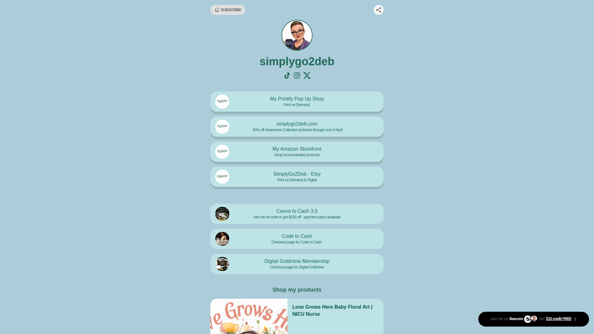 website screenshot of https://simplygo2deb.store/