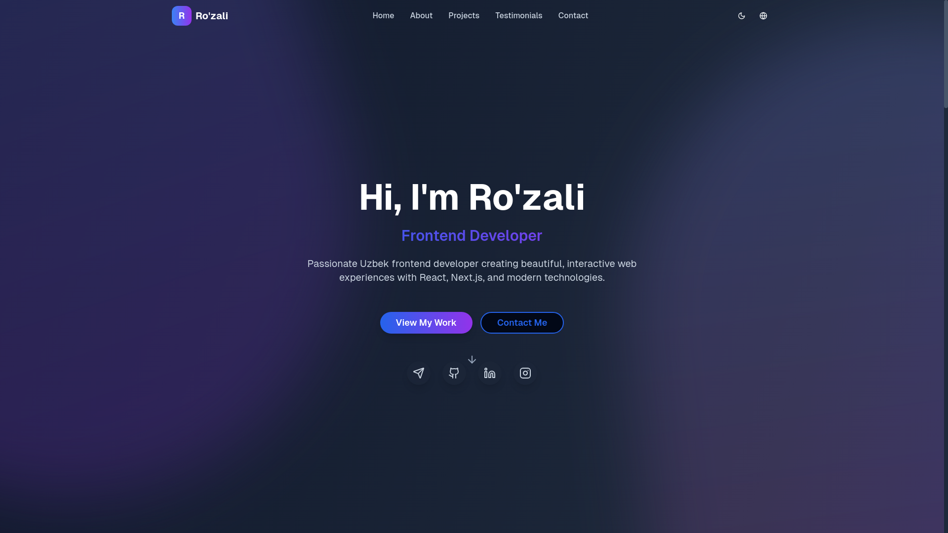 website screenshot of https://yoldashev.uz/